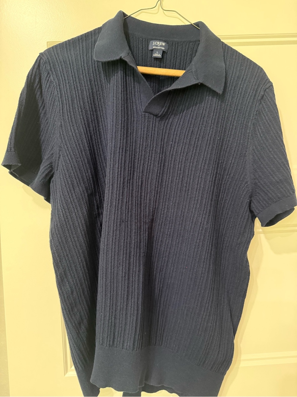 J. Crew Navy Ribbed Short-Sleeve Polo